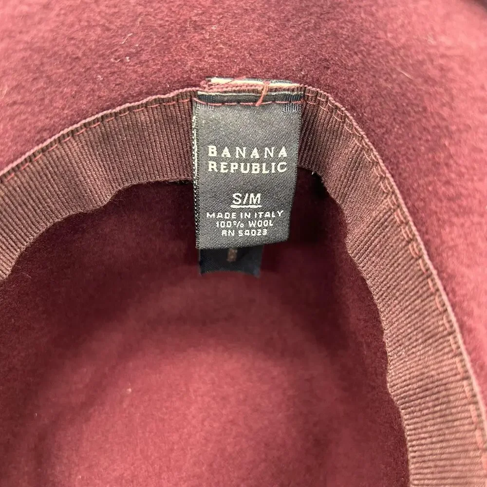 Banana Republic Hat Cloche Fedora Fitted Womens Small Medium Wool Made Italy Bow